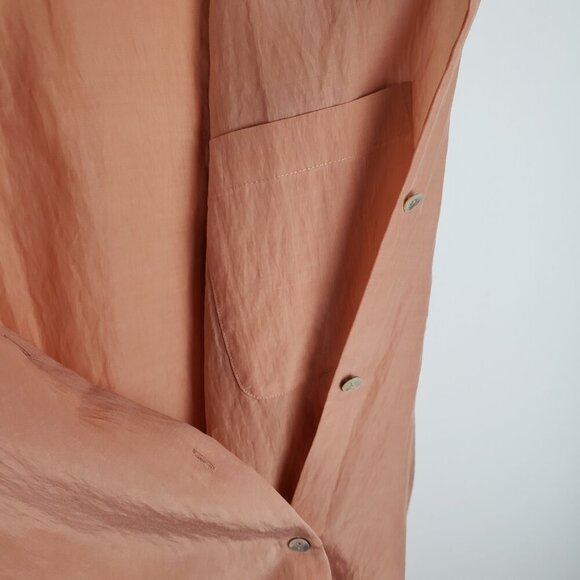 Vince Bishop Collar Cupro Blend Shirt Button Up Long Sleeve Top Peach Womens S - Picture 10 of 10